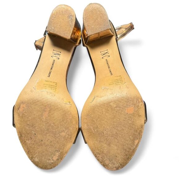 INC International Concepts Women’s Gold metallic block heel sandals Sz 8.5 - Picture 6 of 6